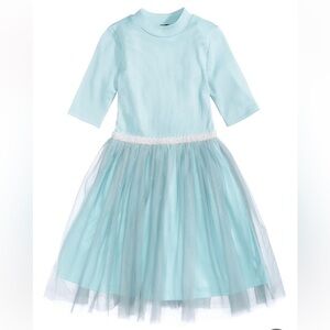 Pink & Violet's sweater & mesh Light Blue pullover short sleeve Tulle dress
